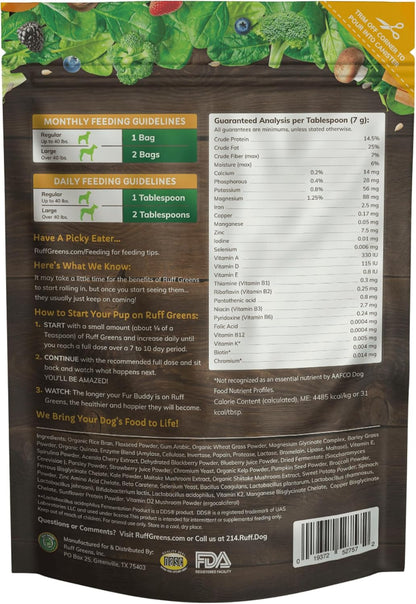 Dog Food Topper for Dogs – Vitasmart Powder with 25 Vitamins & Minerals, 15 Probiotics & 20 Digestive Enzymes – Gut, Immune, Skin & Mobility Support – All Breeds & Ages – Ruff Greens 6.9Oz | with 25 Vitamins & Minerals, 15 Probiotics & 20 Digestive Enzymes – Gut, Immune, Skin & Mobility Support – All Breeds & Ages2