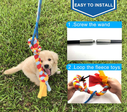 Interactive Flirt Pole Toy for Dogs Chase,Outdoor Exercise,Agility Training | Durable Teaser Wand with Pet Fleece Rope Tether Lure,For Small Medium Large Breeds High Energy Dogs Herding and Tug of War6