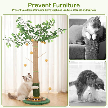 Tall Cat Scratching Post 51 Inch, Sisal Rope Cat Scratcher Tree | for Indoor Cats, Kittens and Large Cats to Stretch, Scratch, Play and Self-Groom; Suitable for Living Rooms and Cat Spaces.8