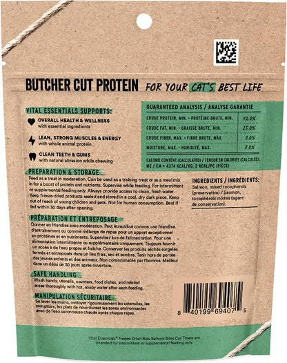 Vital Essentials Freeze Dried Cat Treats, Salmon Bites, 1.1 Oz Bag | Crunchy, Single Protein, Premium Quality, Grain Free, USA Made with U.S. & Globally Sourced Ingredients2