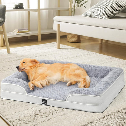 Orthopedic Dog Bed for Large Medium Sized, Washable Memory Foam Large Dog Bed, Medium Pet Sofa with Removable Cover, Washable Waterproof Pet Couch Beds(Grey, L)8