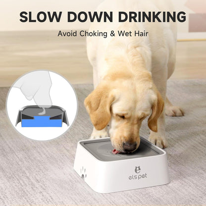 ELS PET Grey 70Oz 2L No Spill Dog Cat Bowl Carbon Filter Water Dispenser | 70Oz 2L, Floating Disk Slow Drink, Activated Carbon Filter, Dual Spill Proof, anti Slip, Dishwasher Safe, Medium Large Dogs2