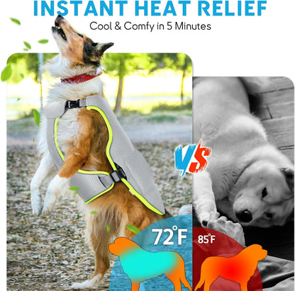 Mora Pets Dog Cooling Vest with Ice Packs, Reflective Adjustable Cooling Vest for Dogs with Leash Ring for Hot Weather Cooling Harness for Large Medium Dogs Grey(Pdv-Gel-Gl)2