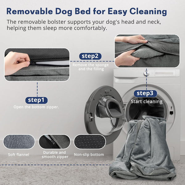 Dog Bed for Extra Large Dogs, 44-Inch Orthopedic XL Waterproof Pet Beds | Aodisman Big Size Pet Bed with Sides,Comfort Thick Egg-Crate Foam,Dog Crate Pad & Couch Bed,Washable Cover & Non-Slip Bottom4