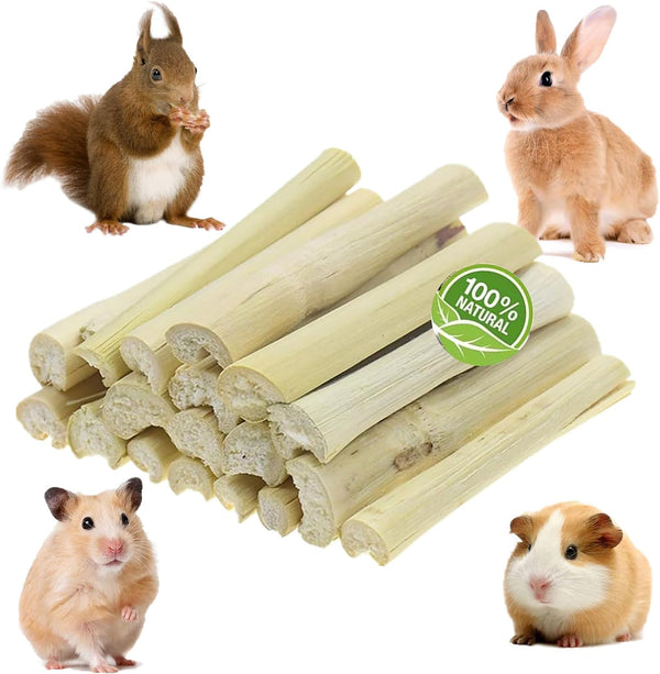 4 in 1 Natural Bunny Chew Toys Sticks Rabbit Treat Apple Hay Bamboo | Organic 4-Blend: Apple Branch + Sweet Bamboo + Timothy Hay + Alfalfa — Naturally Cleans Teeth, 140G Resealable Pack7
