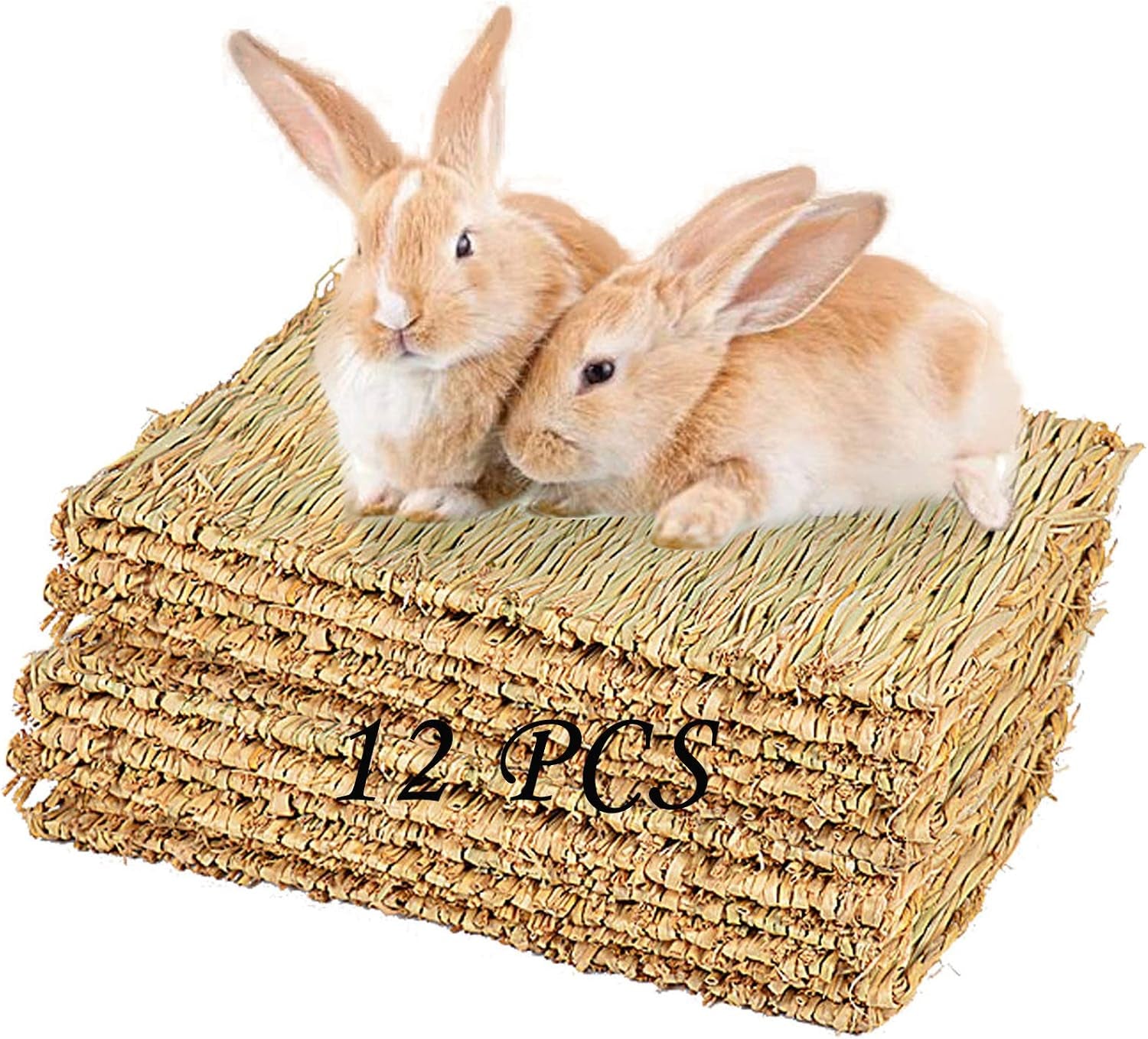 pinvnby-6-pack-rabbit-grass-mat-bunny-natural-straw-woven-bed-small-animal-cages-hay-nest-sleeping-chewing-nesting-and-toys-for-rabbits-guinea-pig-hamster-hedgehog-and-squirrel-bed-mat