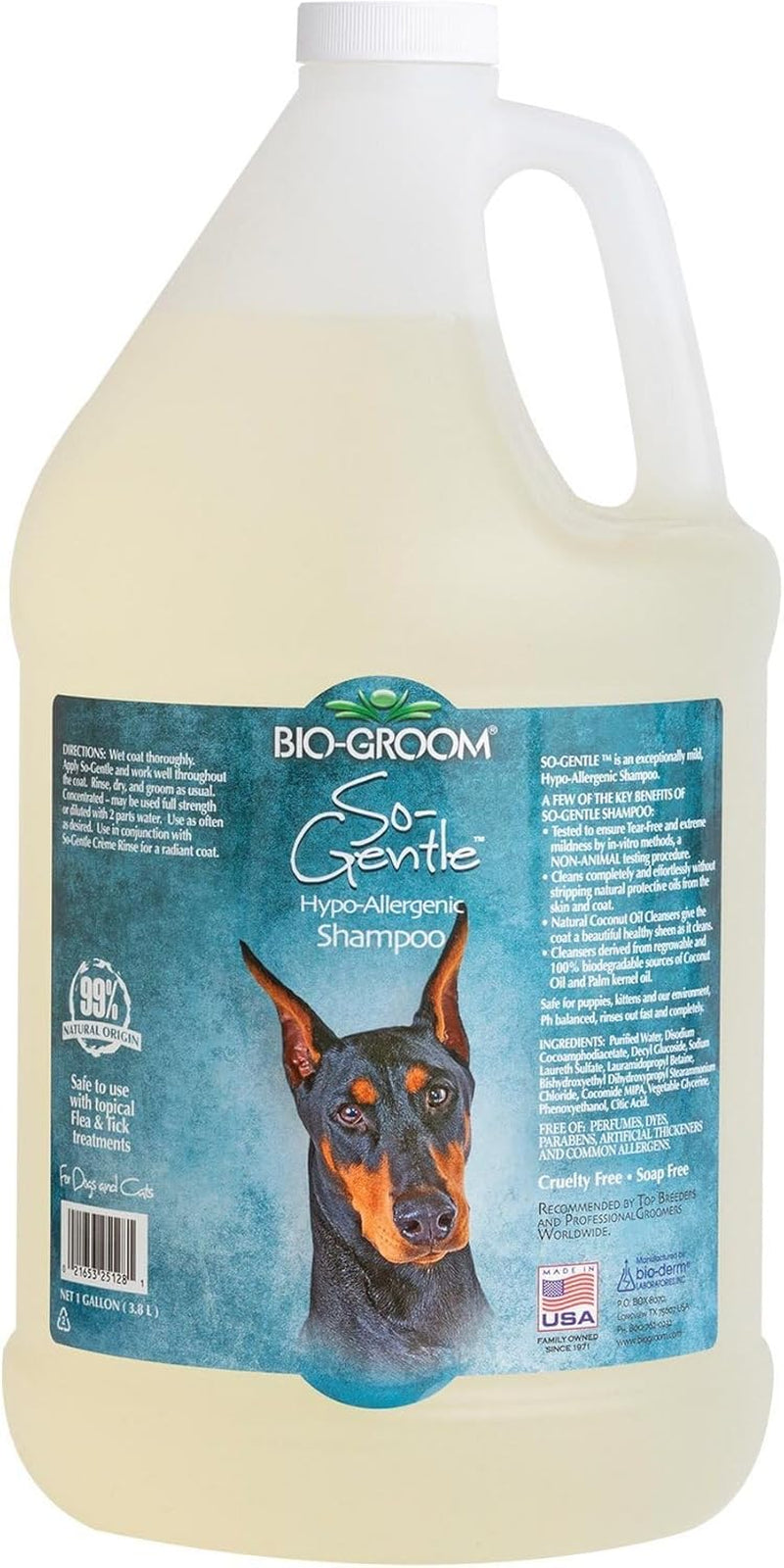 bio-groom-so-gentle-hypoallergenic-dog-shampoo-tearless-cat-dog-bathing-supplies-puppy-shampoo-for-gentle-skin-cruelty-free-made-in-usa-tear-free-dog-products-1-gallon