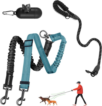 Double Dog Leash - 360°Swivel Tangle Free Splitter Attachment, 2 Dogs Multi-Functional Leashes, Dual Rope for Outdoor Walk Train Small Medium Large Two Pet, Pink19