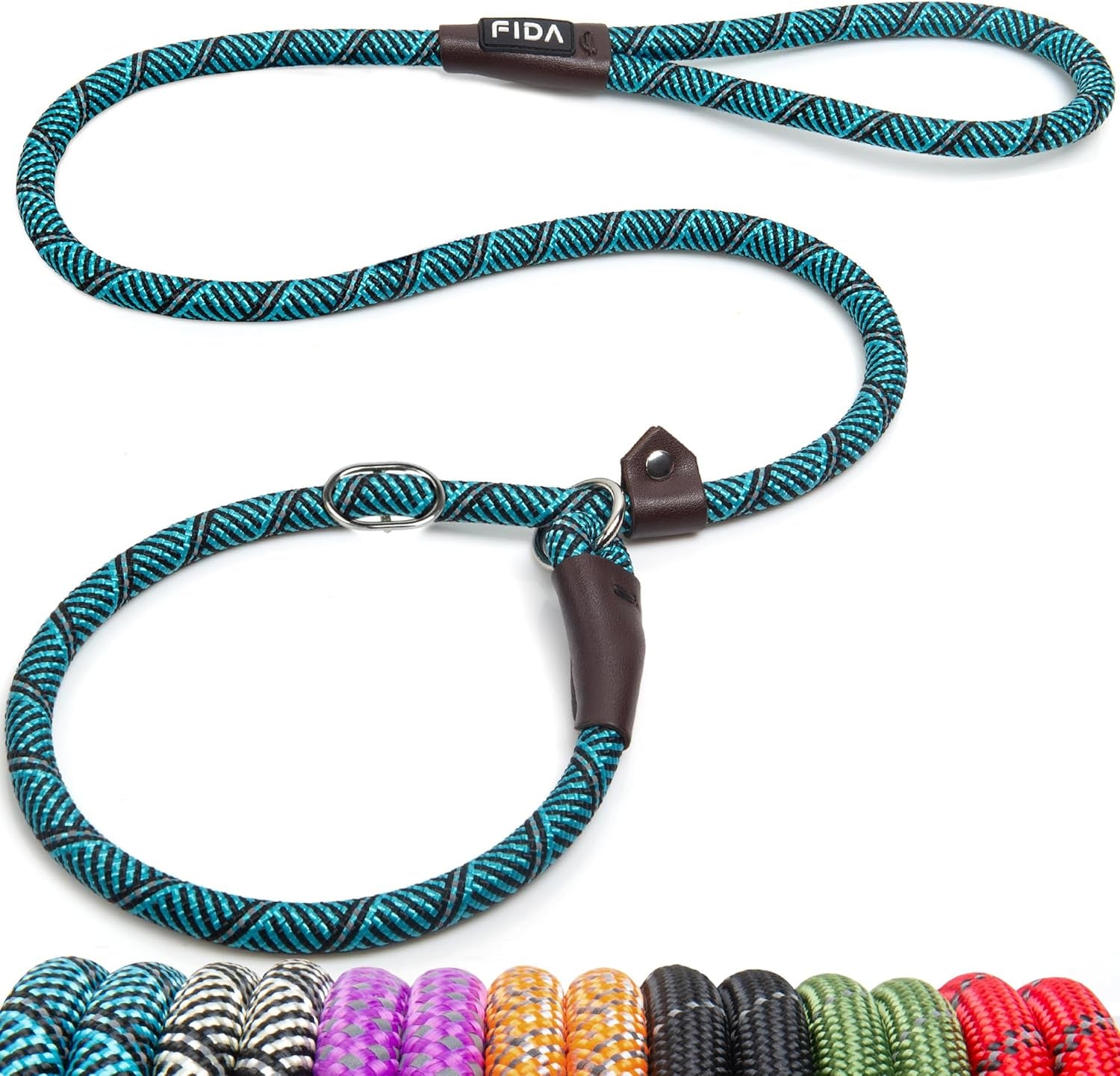 fida-durable-slip-lead-dog-leash-6-ft-x-1-2-heavy-duty-dog-loop-leashes-comfortable-strong-rope-slip-leash-for-large-medium-dogs-no-pull-pet-training-lead-with-highly-reflective1-2-black
