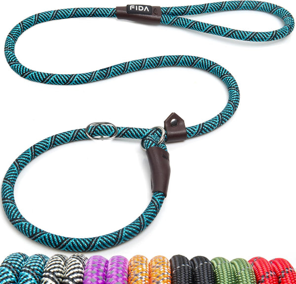Fida Durable Slip Lead Dog Leash, 6 FT X 1/2" Heavy Duty Dog Loop Leashes, Comfortable Strong Rope Slip Leash for Large Medium Dogs, No Pull Pet Training Lead with Highly Reflective(1/2", Black)33