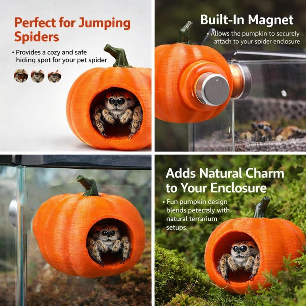 3pcs-pumpkin-jumping-spider-hide-jumping-spider-enclosure-accessories-magnetic-mounting-for-climbing-resting-and-exploration-small-reptile-enclosure-accessories-pumpkin-hide