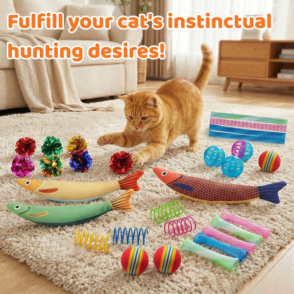 35Pack Cat Toys for Indoor Cats, Interactive Cat Toys with Catnip Toy, Kicker Toy, Crinkle Balls, Cat Ball Toy, Cat Spring Toy, Cat Chew Toy for Adult Cats & Kitten3