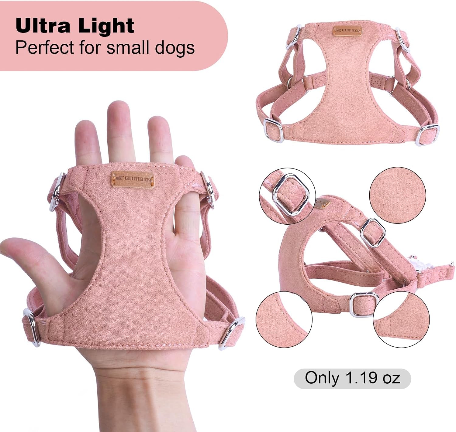 dog-harness-and-leash-set-xxs-no-pull-adjustable-puppy-harness-with-multifunction-pink-dog-leash-and-dog-collar-soft-no-choke-escape-proof-pet-harness-vest-for-small-dogs-and-cats-pink-s