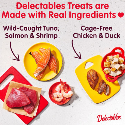 Delectables Lickable Spoon Handheld Wet Cat Treats Made with Real Chicken & Salmon, Quick & Easy Creamy Puree, Mess Free, Grain-Free, No Added Fillers, No By-Products, Variety Pack, 32Ct2