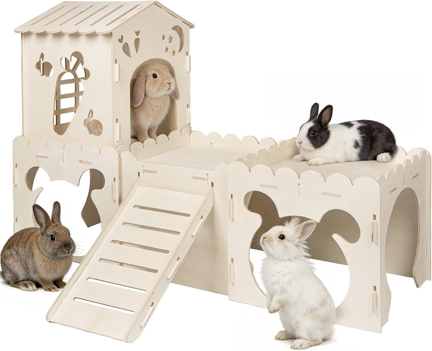 large-rabbit-house-wooden-bunny-castle-with-3-houses-indoor-rabbit-guinea-pig-cage-multistory-climbing-tower-sturdy-wooden-castle-small-animal-hideaway-tunnel