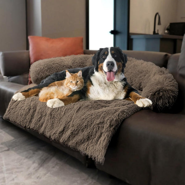 Calming Dogs/Cats Bed Mats, Dog Pad Washable Removable Couch Cover, Plush Long Fur Mat for Pets, Waterproof Lining, Perfect for Small, Medium and Large Dogs and Cats (Gradient Gray, 36"X31")28