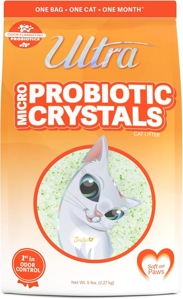 NEW Ultra Probiotic Micro Crystals Cat Litter - 99.9% Dust Free, Soft on Paws, Fragrance Free - 5 Lbs.1