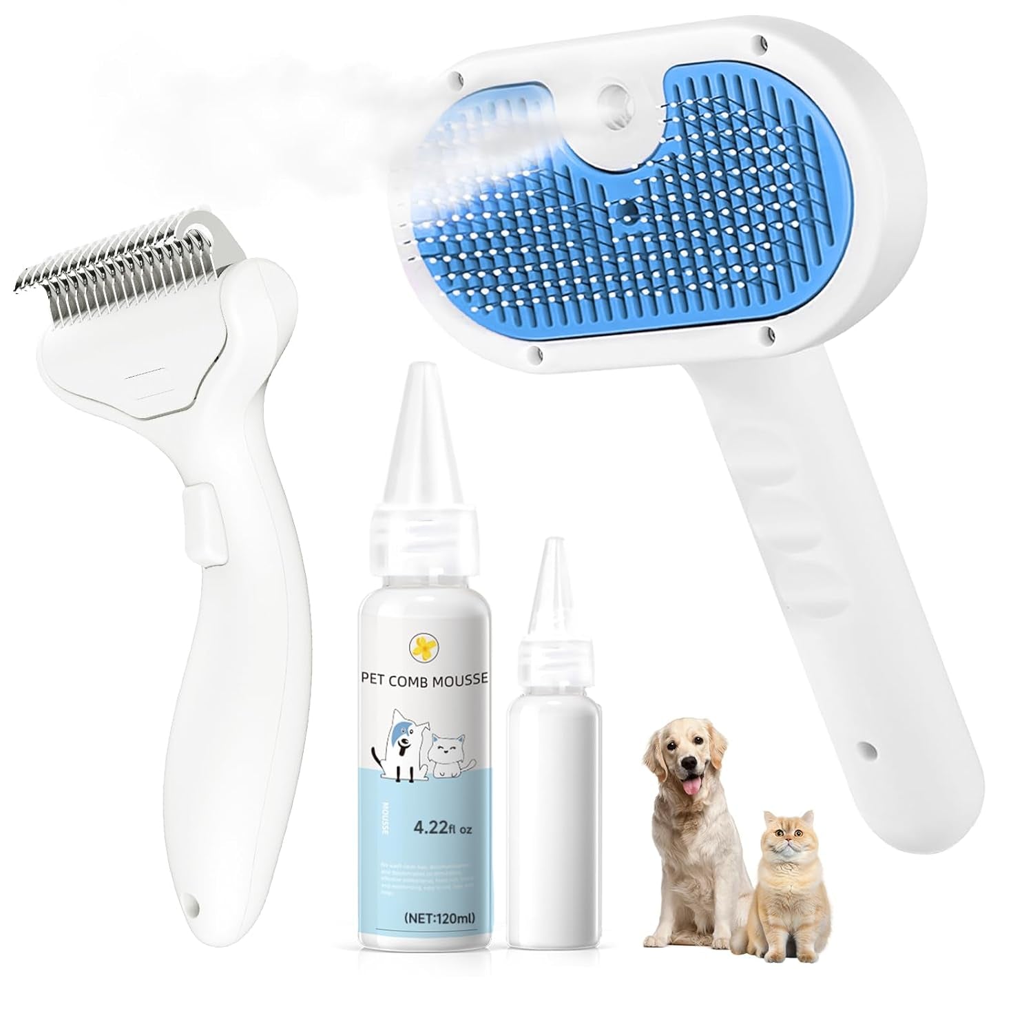 pet-steam-brush-for-dogs-cats-3-in-1-shedding-grooming-tool-self-cleaning-spray-comb-with-mist-dog-brush-for-shedding-cat-brush-for-hair-removal-long-haired-pets-waterless-shampoo