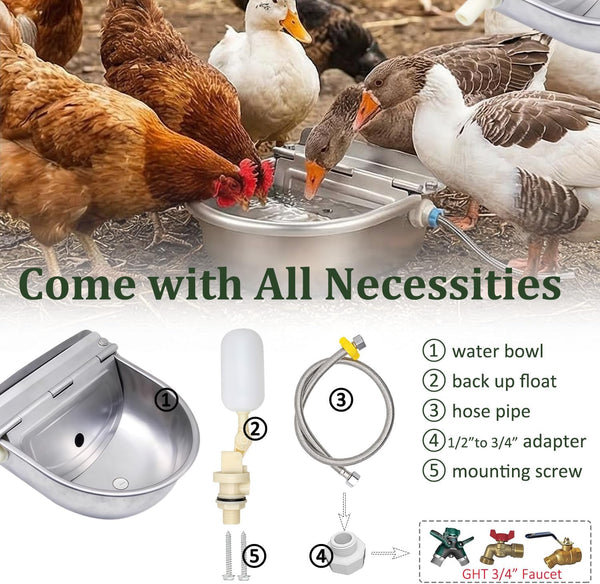 Automatic Dog Water Dispenser - Auto Filling Water Bowl for Dogs, Cats, Chickens and Livestock - Indoor Outdoor Pet Waterer Feeder with Float Valve7