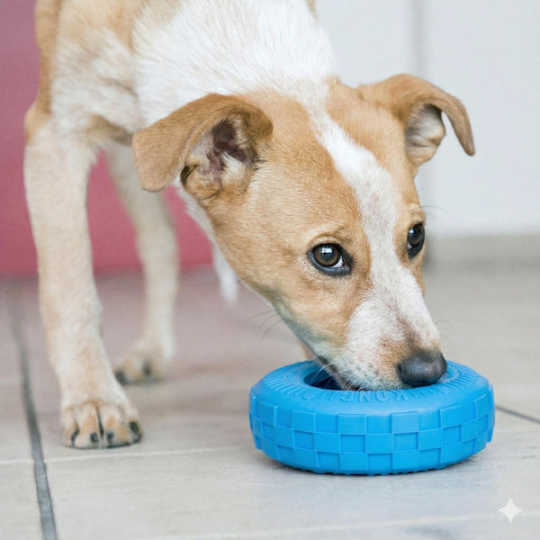 KONG Puppy Tires - Dog Chew Toy for Puppies - Stuffable Dog Toy for Treats & Snacks - Natural Rubber Chew Toy for Teething Puppy - for Small Puppies - Blue3