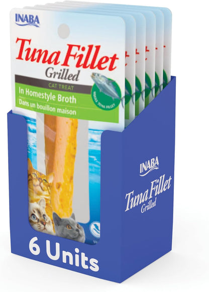INABA Grilled Fillets Cat Treats, Tuna in Tuna Broth, 6Ct | Hand-Cut Grilled Tuna, Broth-Packed, Vacuum Packed, 71% Moisture, Immune Support, Grain-Free, 6 X 0.52 Oz Fillets11
