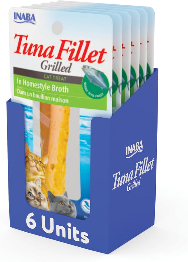 INABA Grilled Fillets Cat Treats, Tuna in Tuna Broth, 6Ct | Hand-Cut Grilled Tuna, Broth-Packed, Vacuum Packed, 71% Moisture, Immune Support, Grain-Free, 6 X 0.52 Oz Fillets11