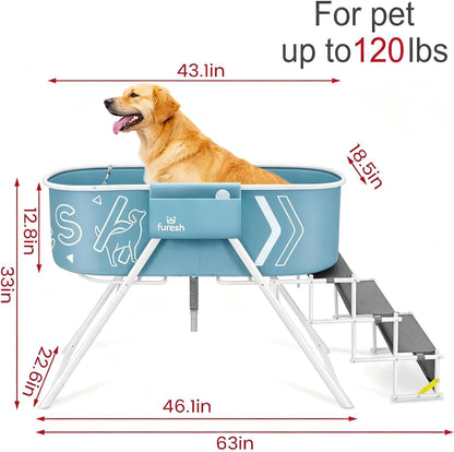 Furesh Foldable Dog Washing Station for Large Dogs with Stairs | Reinforced Aluminum Frame with Foldable Stairs for Safe, Elevated Bathing and Compact Storage.7