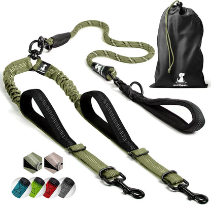 Sparklypets Double Dog Leash for 2 Dogs – Rope Bungee Dual Leash for Medium and Large Breeds with Padded Handles & Tangle Free (Teal, Medium/Large)18