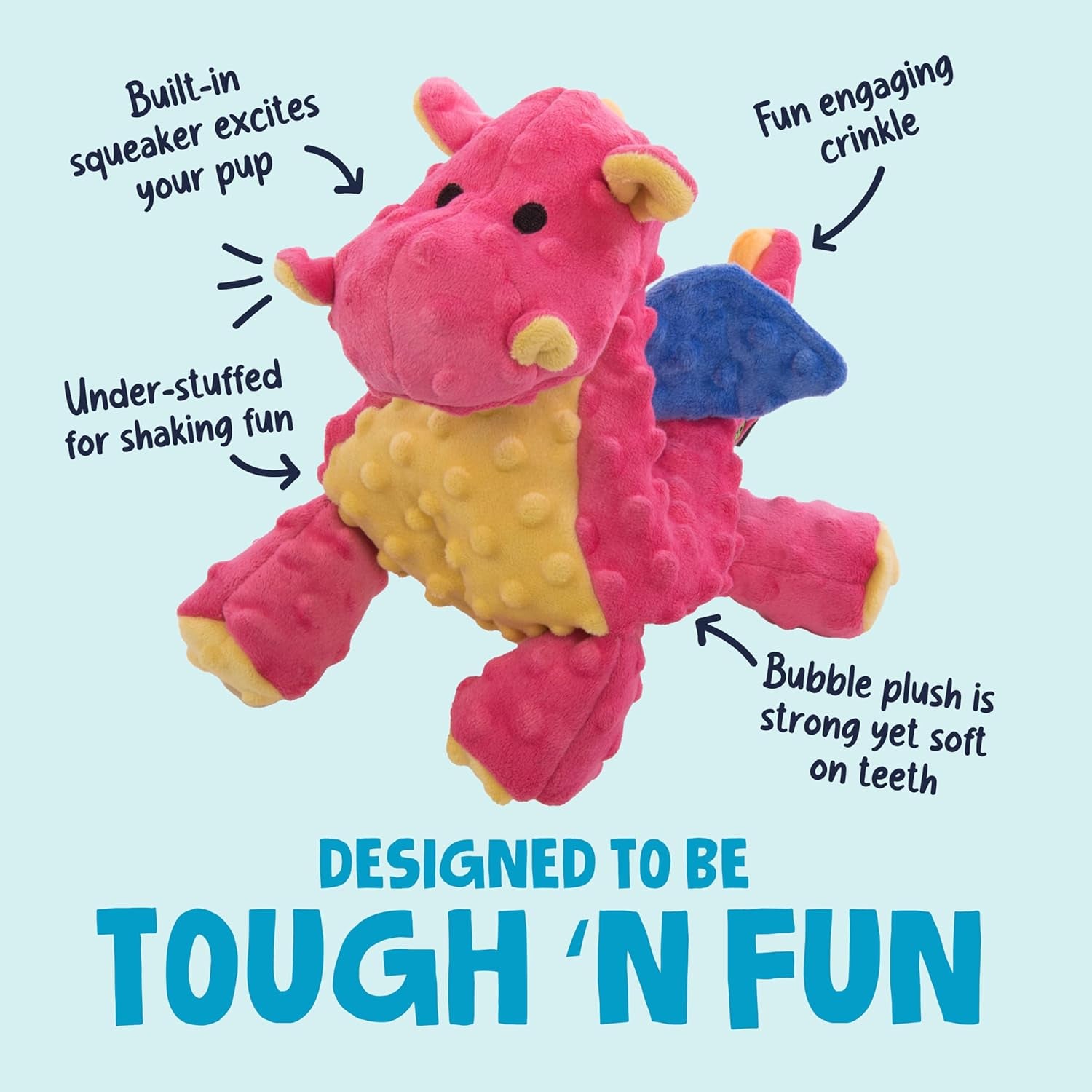 godog-bubble-plush-dragons-squeaky-dog-toy-chew-guard-technology-coral-large
