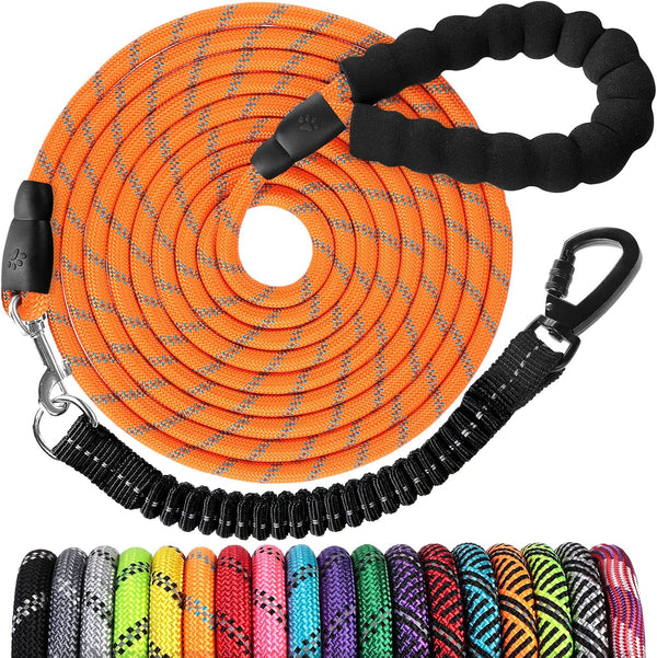 Long Dog Leash 15 FT: Heavy Duty Rope Leashes for Dogs Training with Swivel Lockable Hook Reflective Threads Bungee and Padded Handle - Dog Lead for Large Small Medium Dogs outside Walking Hiking33