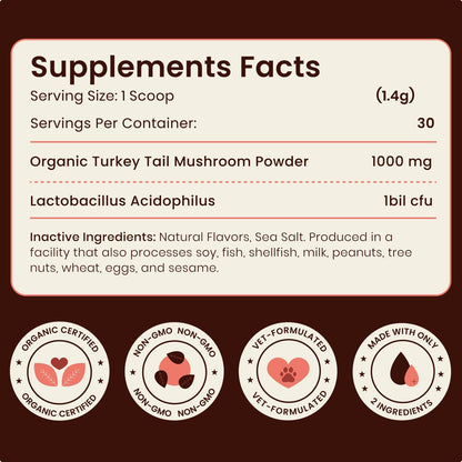 Turkey Tail Mushroom for Dogs – Turkey Tail Mushroom Powder with Probiotics for Immune and Digestive Support, Supports Lumps and Bumps, Bacon Flavored Daily Dog Supplement7