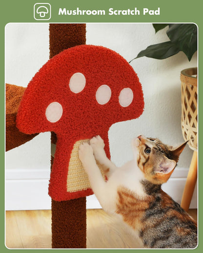 MUTTROS Mushroom Cat Tree Tower with Removable Scratcher, Large Hammock, Condo, Perch, 3 Sisal Posts – Multi-Level Cat Tree for Indoor Cats, Cute Cat Tower for Small Space Homes4