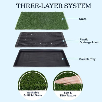 PETMAKER Artificial Grass Puppy Pee Pad for Dogs and Small Pets, 16” X 20” | Reusable 3-Layer Turf Pads for Dogs with Tray, Indoor and Outdoor Fake Grass Potty, Pet Supplies3