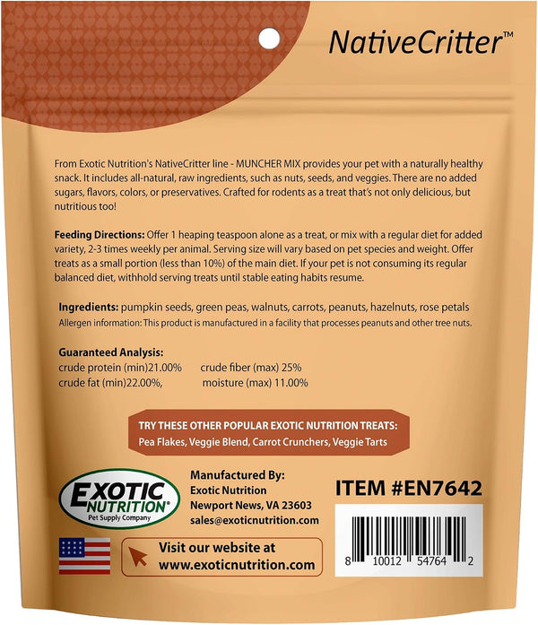 Exotic Nutrition Muncher Mix (3.5 Oz) - Natural & Nutritional Treat for Hamsters, Gerbils, Rats, Degus, and Squirrels6