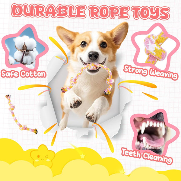 XIUGOAL Pink Puppy Toys - 9 Pack Puppy Chew Toys for Teething, Enrichment Dog Toys for Small Dogs to Keep Them Busy, Squeaky Plush Toy for Boredom5