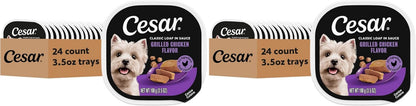 Cesar Classic Loaf in Sauce Wet Dog Food, Filet Mignon, 3.5 Oz, 24 Count | Made in USA, Real Beef #1 Ingredient, No Fillers/Added Sugar/Artificial Flavors, Use as Meal or Topper, Easy Peel Trays26