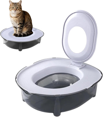 Cat Toilet Training Kit, Portable Litter Box with Flushable Design, Odor Control and Anti-Splash, Large Thickened Pp Material for Kittens and Cats (Grey)1