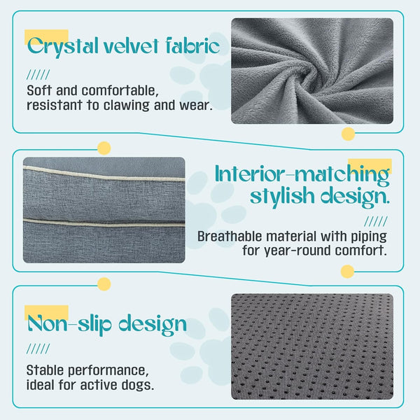 Waterproof Memory Foam Dog Beds for Extra Large Dogs Non-Slip Orthopedic Dog Beds Washable Couch Pet Bed with Removable Cover (Grey, X-Large)6