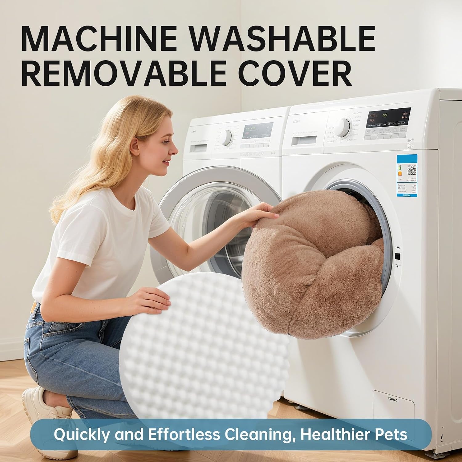 ohgeni-31-inches-calming-donut-orthopedic-dog-cat-bed-for-medium-pets-warming-comfort-fluffy-short-pile-fur-durable-waterproof-machine-washable-removable-cover-cute-round-bed-for-puppy-camel