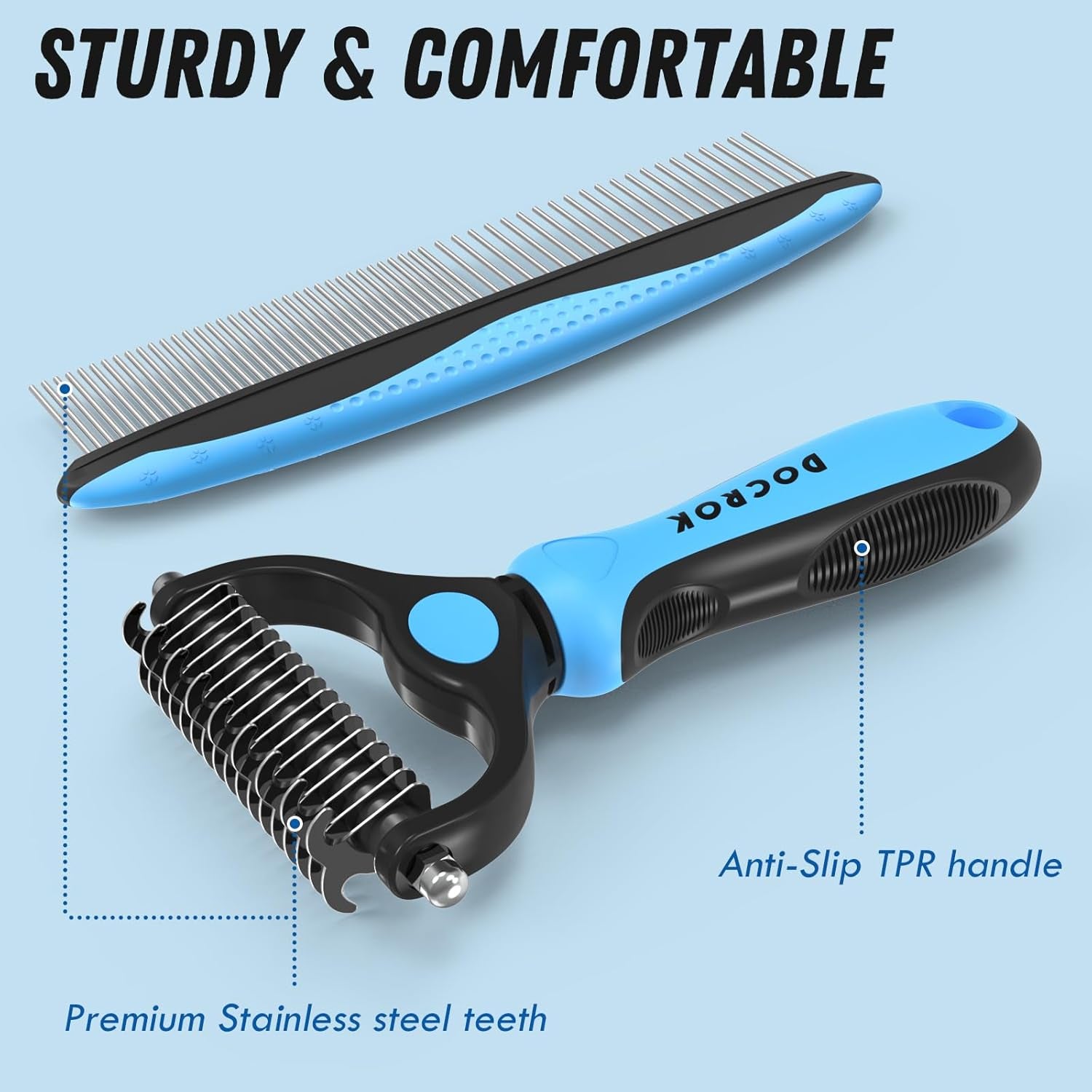 docrok-pet-grooming-combo-blue-deshedding-brush-with-metal-comb-for-detangling-and-dematting-long-matted-fur-on-cats-and-dogs