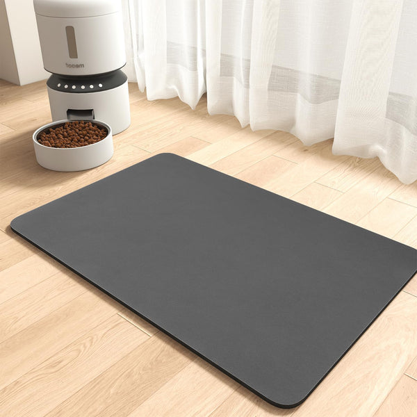 Montvoo-Absorbent Pet Feeding Mat-No Stains Pet Mat for Food and Water Bowl-Quick Dry Cat & Dog Food Mat Water Dispenser Mat-Pet Supplies Mat-Dog Water Bowl Mat for Messy Drinker,（Darkgrey,12"X19"）1