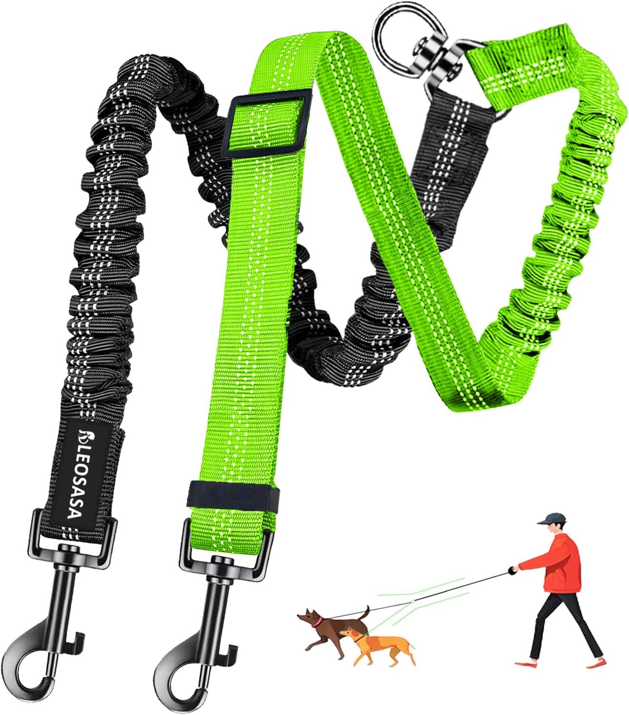 double-dog-leash-360-swivel-tangle-free-splitter-attachment-2-dogs-multi-functional-leashes-dual-rope-for-outdoor-walk-train-small-medium-large-two-pet-pink