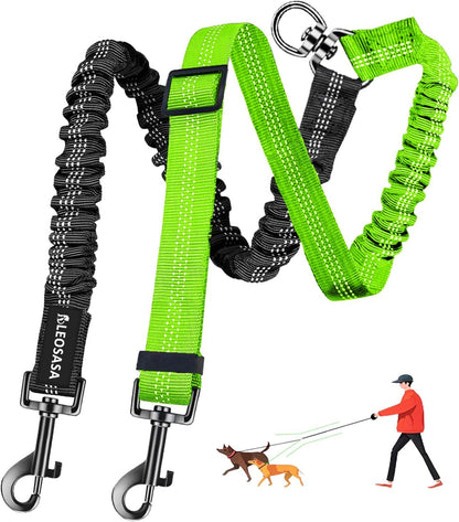 Double Dog Leash - 360°Swivel Tangle Free Splitter Attachment, 2 Dogs Multi-Functional Leashes, Dual Rope for Outdoor Walk Train Small Medium Large Two Pet, Pink18