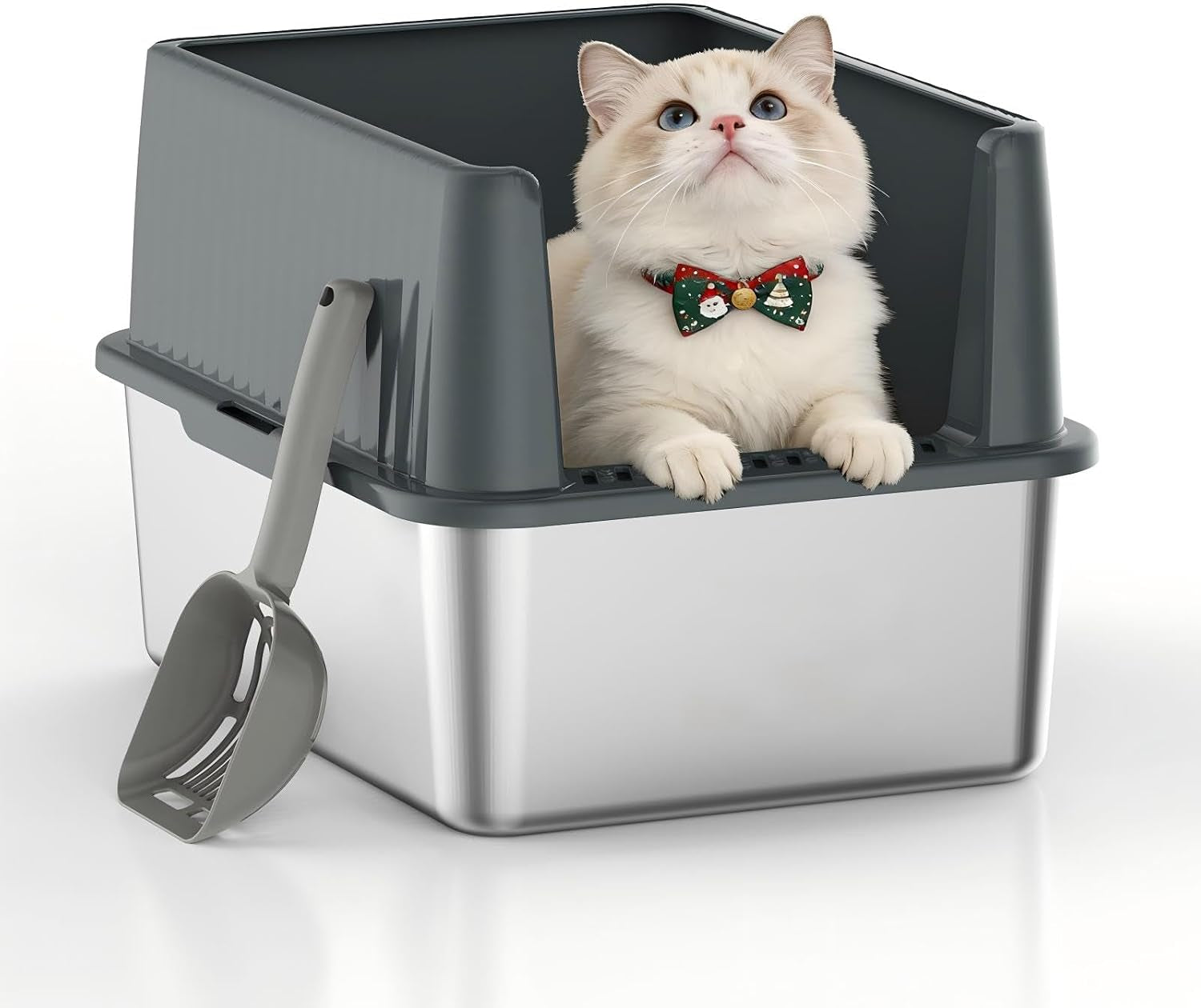 stainless-steel-cat-litter-box-11-8-high-sides-for-litter-scatter-urine-spray-control-easy-to-clean-non-stick-litter-pan-low-entry-for-kittens-small-cats-compact-space-saving-design
