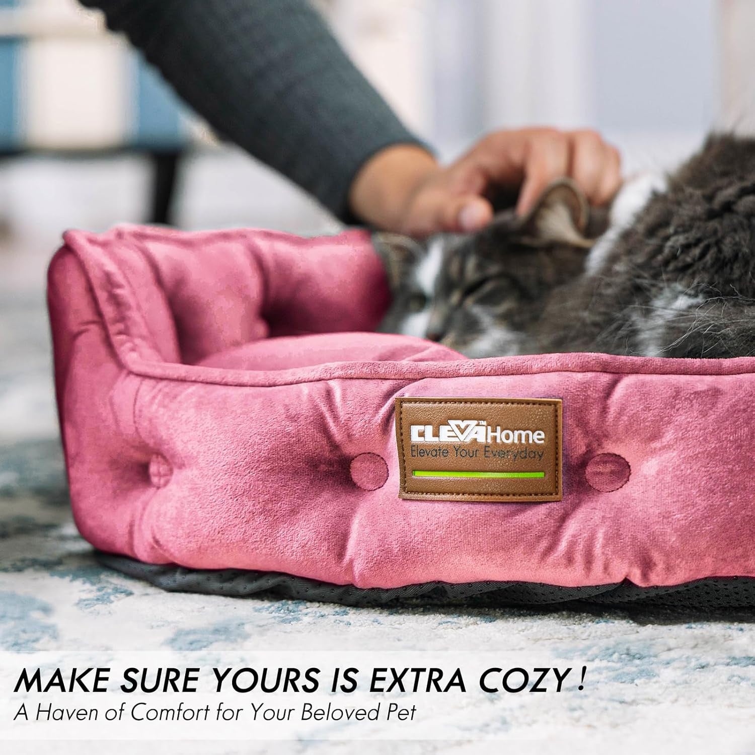 clevahome-cat-dog-bed-for-small-pets-up-to-15lbs-round-cat-beds-for-indoor-cats-machine-washable-comfortable-pet-bed-for-puppy-and-kitten-with-non-slip-bottom-plum-pink