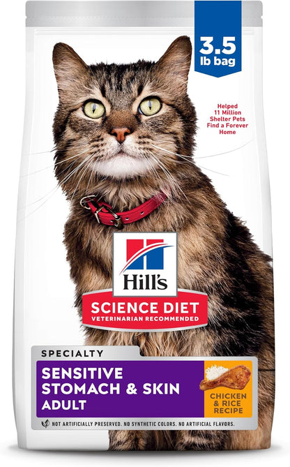 Hill'S Science Diet Sensitive Stomach & Skin Dry Cat Food | #1 Veterinarian Recommended, Adult Formula, Chicken & Rice, 7 Lb. Bag (Updated Formula)19
