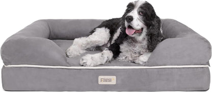 Friends Forever Large Dog Bed Couch, Orthopedic Pet Sofa Memory Foam | Dog Couch with Washable Removable Bed Cover, Non-Slip Bottom, Indoor Calming Chairs Mattress, Chester, Pewter Grey Large1