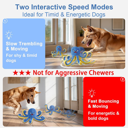 Interactive Dog Toys Octopus,Durable Automatic Jumping Dog Toy to Keep Them Busy,Squeaky Moving Tug of War Doggie Toy,Usb Rechargeable,Not for Aggressive Chewers (Blue)2