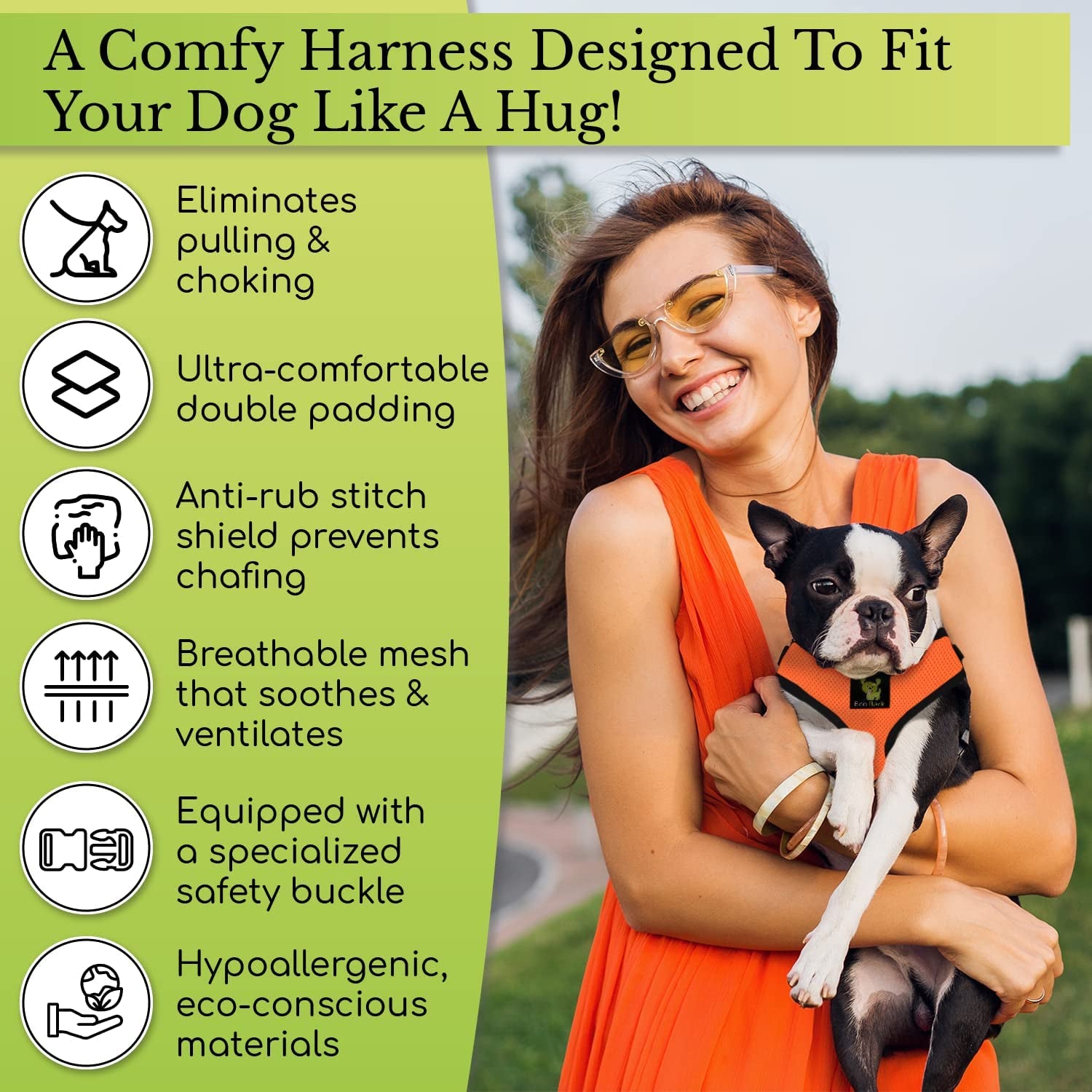 ecobark-dog-harness-soft-mesh-over-the-head-vest-harness-red-small-luxurious-eco-friendly-no-pull-no-choke-design-padded-breathable-body-halter-anti-rub-for-puppy-toy-small-breeds
