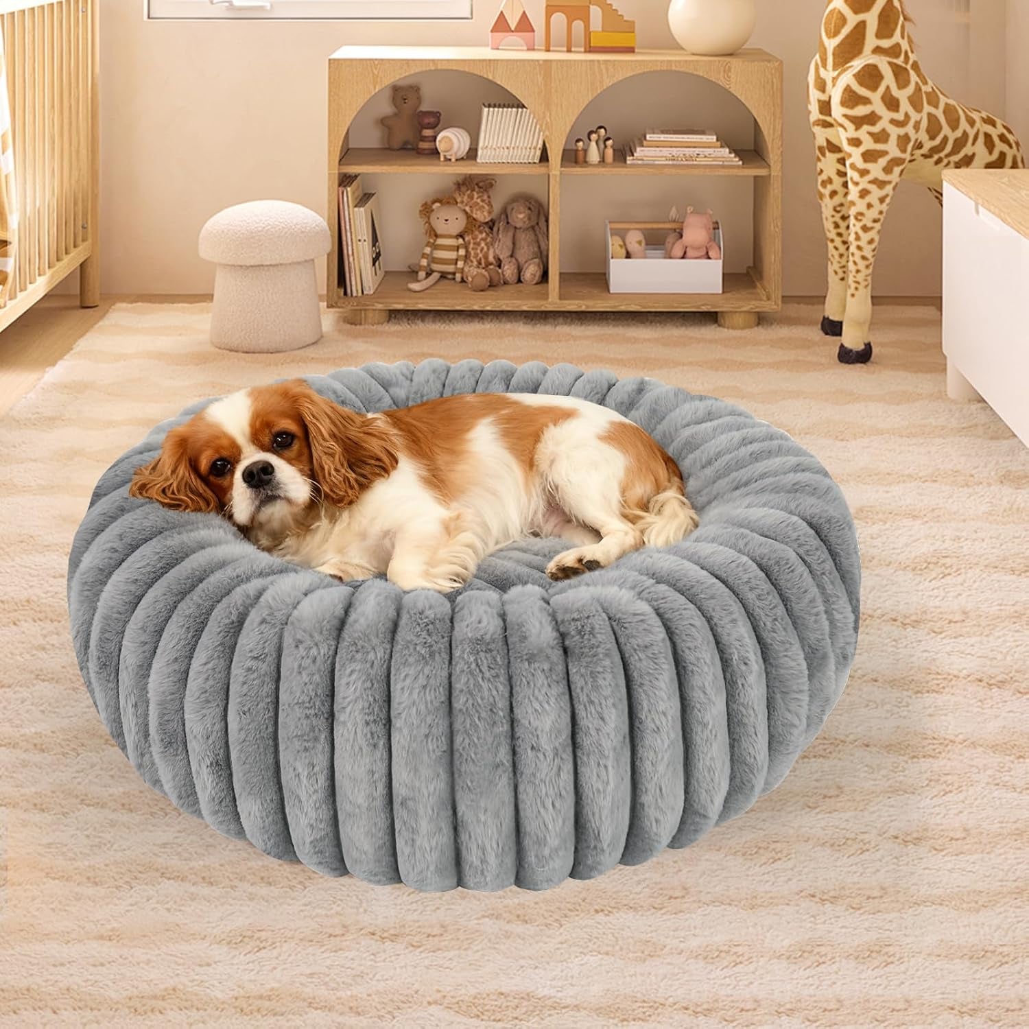 washable-small-cat-dog-bed-puppy-bed-cat-beds-for-indoor-catsgrey-s-calming-anti-anxiety-round-donut-dog-bed-cute-fluffy-puppy-dogs-beds-for-small-dogs-anti-slip-comfort-pet-bed